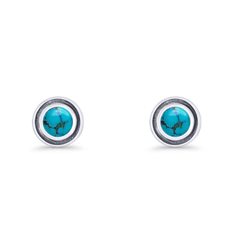 Minimalist 6.8mm Turquoise Bali Stud Earring 925 Sterling Silver Wholesale
